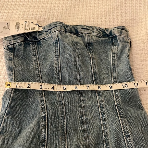 Zara DENIM MINI JEAN STRAPLESS BANDEAU DRESS-New-XS - Picture 10 of 10